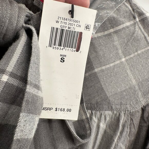 POLO Ralph Lauren Gray Flannel Plaid Tie-Neck Blouse Size S Small Top NWT - Picture 6 of 11